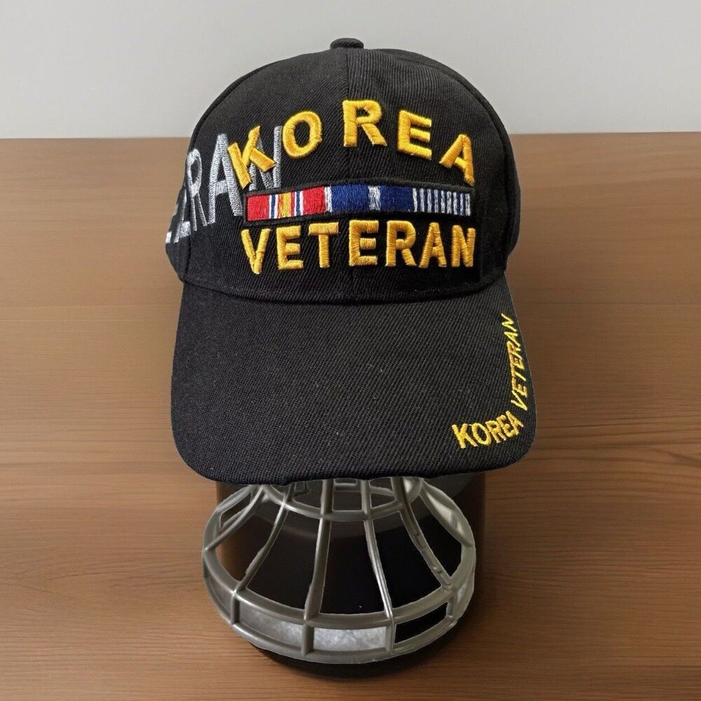 U.S. Military Korean Vet Veterans Emblem Hat Cap Honor‎ Flight Black Embroidered